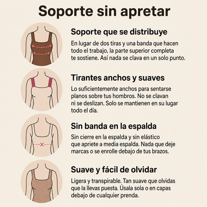 Camiseta moldeadora con sujetador incorporado sin tirantes.