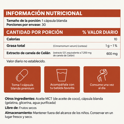 Velora - Cápsulas de Canela de Ceilán 7200 mg