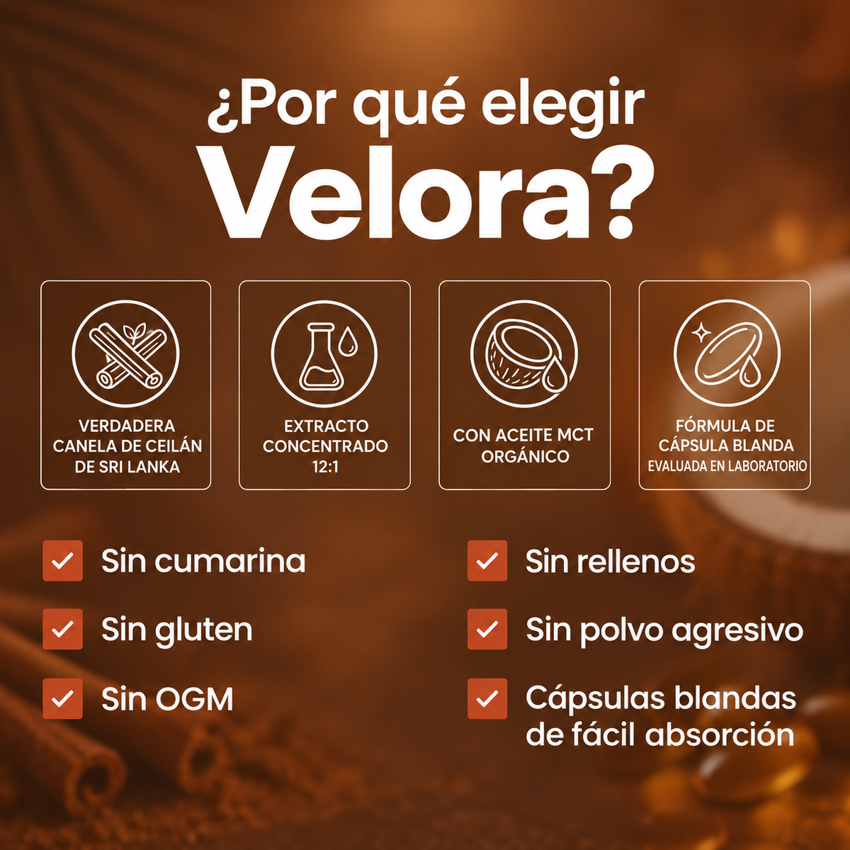 Velora - Cápsulas de Canela de Ceilán 7200 mg