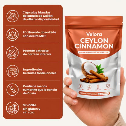 Velora - Cápsulas de Canela de Ceilán 7200 mg